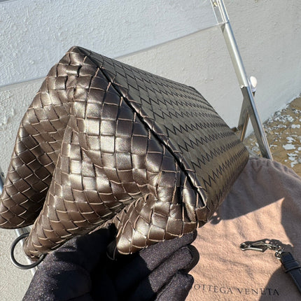 Bottega Veneta Roma Handbag Bag Intrecciato Nappa Leather Chocolate Brown Small 30cm