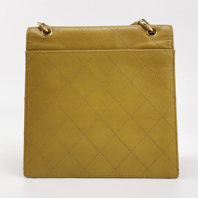 Chanel Vintage Kelly Flap Bag Yellow Caviar Leather 24k Gold Hardware 1997-1999