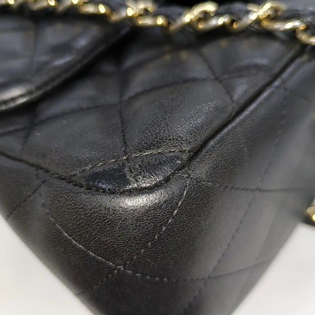 Sold Chanel Classic Flap Jumbo 2010 Black Lambskin Leather Double Flap with Gold Hardware