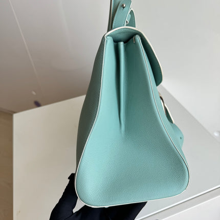 Delvaux Brilliant MM Medium Bright Tiffany Blue Calfskin Leather Crossbody Bag