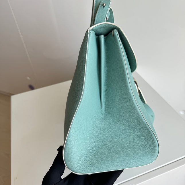 Delvaux Brilliant MM Medium Bright Tiffany Blue Calfskin Leather Crossbody Bag