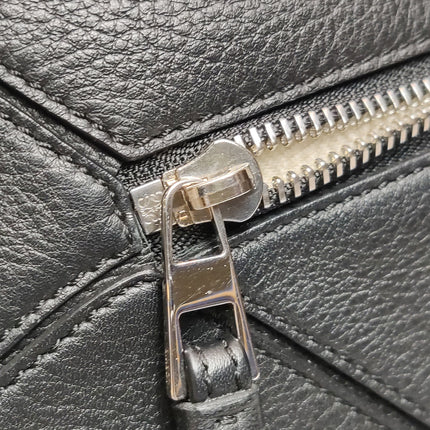 Loewe Puzzle Small Black Grained Leather White Logo