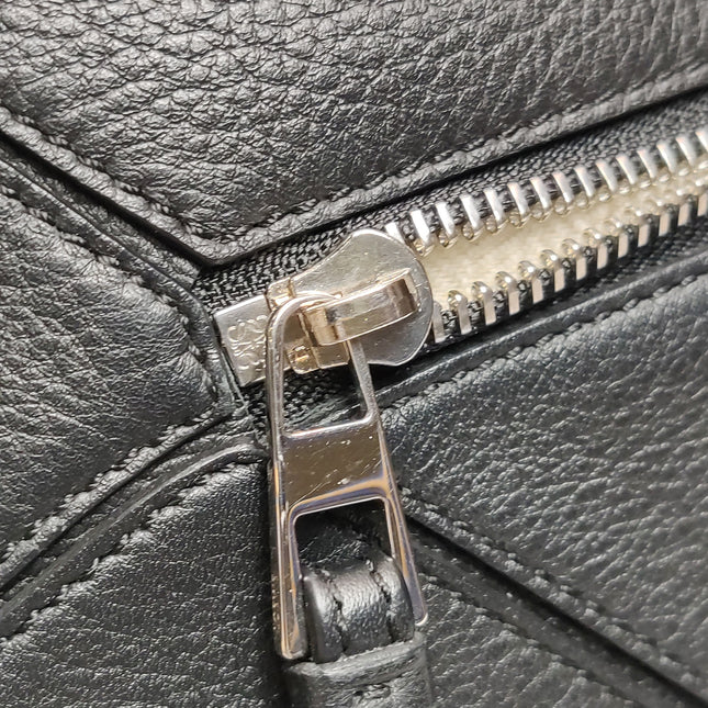 Loewe Puzzle Small Black Grained Leather White Logo