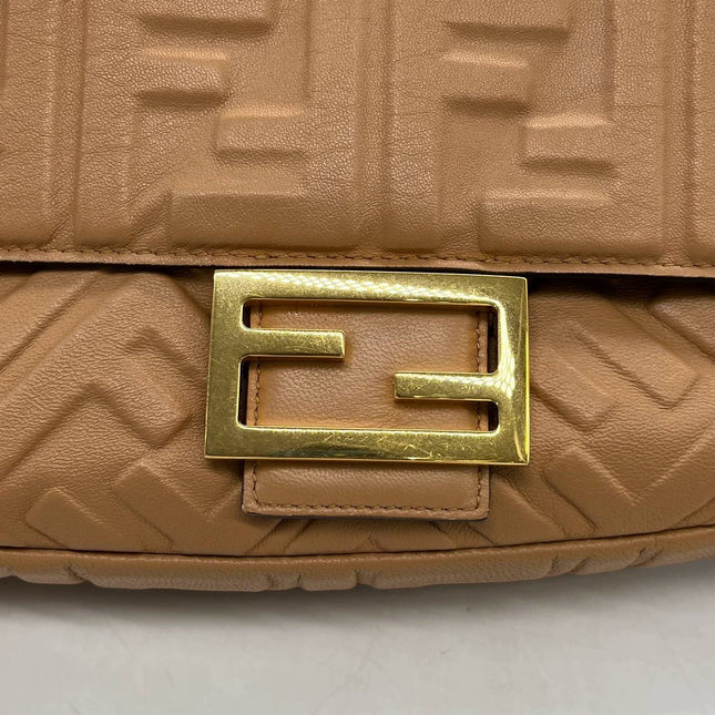 Sold FENDI Baguette Camel Leather 3D FF Motif Crossbody bag