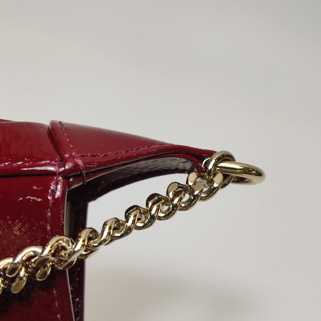 Gucci Jackie 1961 Mini Notte Burgundy Ancora Red Patent Leather Gold Chain Strap Crossbody Bag