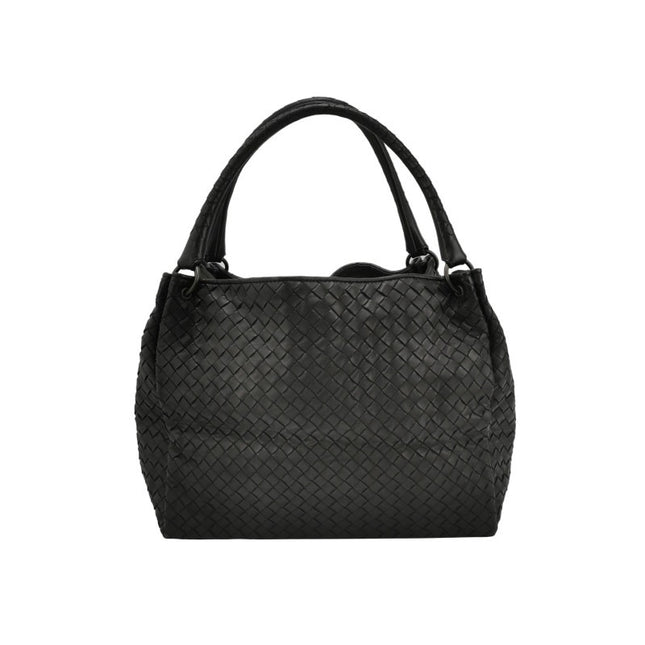 Bottega Veneta Parachute Shoulder Bag Intrecciato Black 30cm