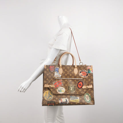 Louis Vuitton OnTheGo Large Hotel Labels Brown Monogram Crossbody Tote