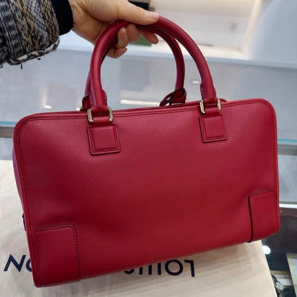 Loewe Amazona 36 Medium Red Leather Horse Lock Gold-tone Hardware