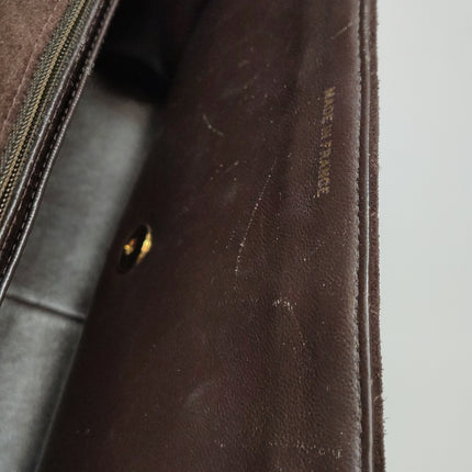Chanel Classic Flap Maxi Chocolate Brown Suede Leather Giant Gold CC Logo