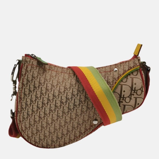 Dior Rasta Trotter Saddle Crossbody Bag Multicolor Canvas Strap-Luxbags