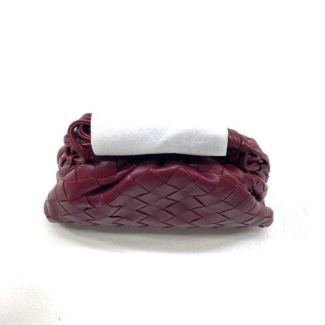 Bottega Veneta Pouch Mini Intrecciato Burgundy Leather Crossbody Bag