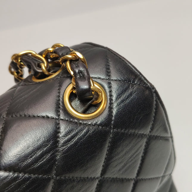 Chanel Double Sided Small Classic Flap Black Lambskin Leather 24k Gold Hardware, 1996-1997