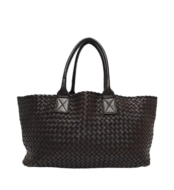 Bottega Veneta Cabat Tote Intreccio Leather Dark Chocolate Brown 40cm-Luxbags