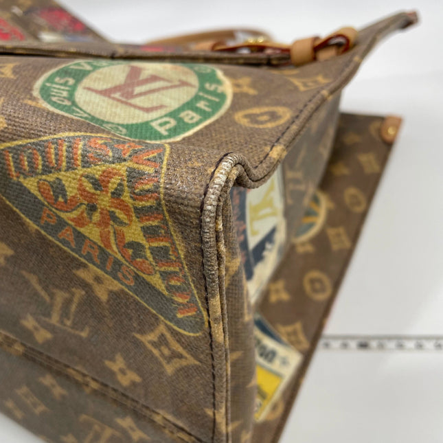 Sac cabas Louis Vuitton OnTheGo Large Hotel Labels Monogram Marron