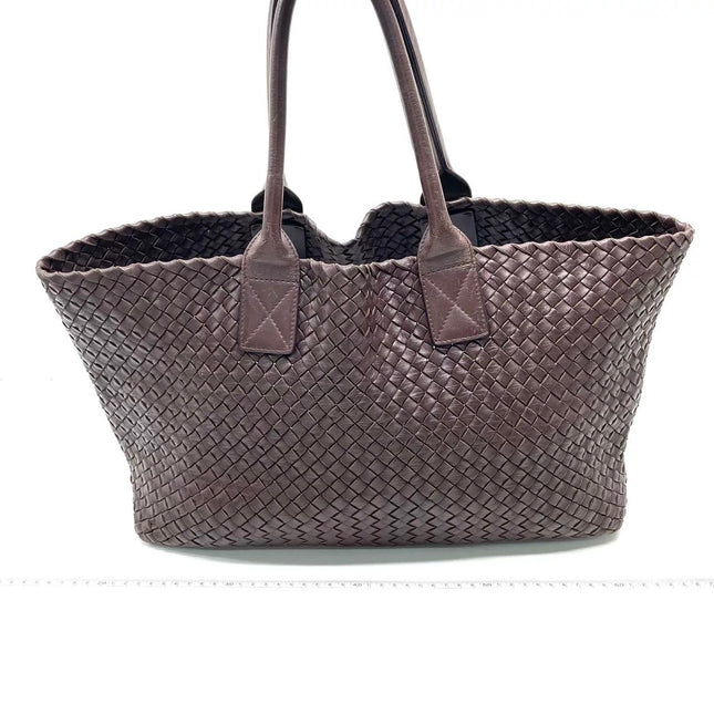 Bottega Veneta Cabat Tote Intreccio Leather Chocolate Brown 42cm