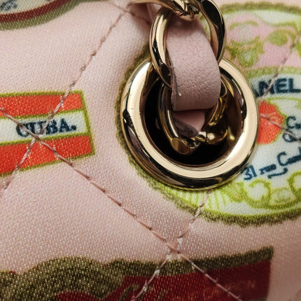 Chanel Classic Flap Mini Satin Paris Cuba Cigar Label Print Pink Multicolor, 2017