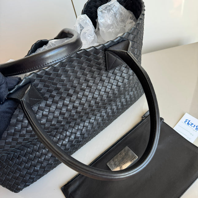 Sold Bottega Veneta Cabat Large Intreccio Leather Tote Bag Black 40cm