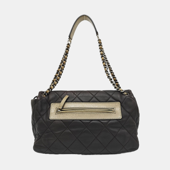 Chanel Coco Casual Flap Bag Quilted Caviar Large Brown Leather