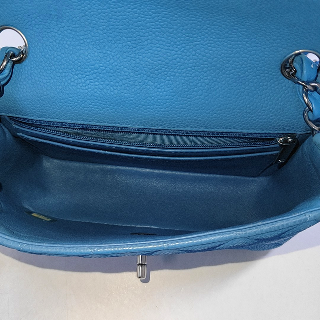 Chanel Classic Flap Rectangular Mini Blue Caviar Leather