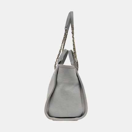 Chanel Deauville Tote Medium Grey Denim Top Handle