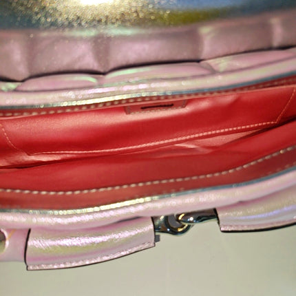 Gucci Horsebit 1955 Chain Small Padded Iridescent Pink Leather Shoulder Bag