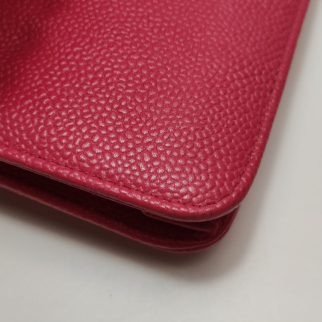Chanel WOC Wallet on Chain Fuchsia Caviar Leather with Enamel Logo