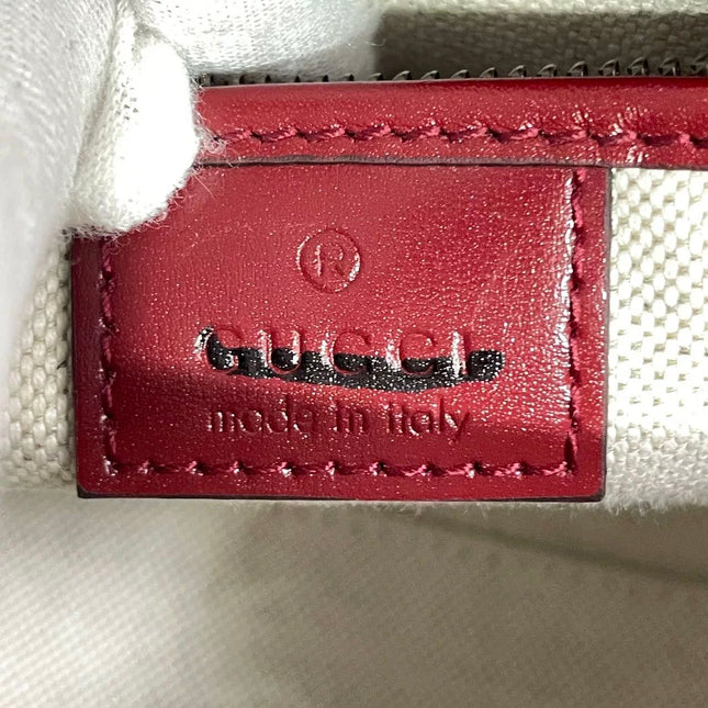 Gucci Bamboo 1947 Small Ancora Red Burgundy Calfskin Leather Top Handle Bag