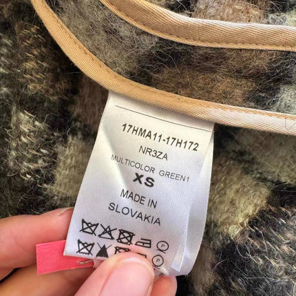 Chloé 2017 Fall/Winter Green Mohair Plaid Coat Oversized Fit Size S