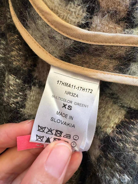 Chloé 2017 Fall/Winter Green Mohair Plaid Coat Oversized Fit Size S