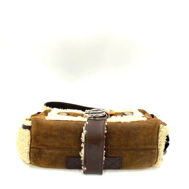 Dior Flight Medium Shoulder Bag Tan Brown Shearling
