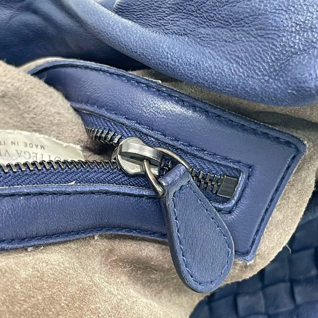 Bottega Veneta Belly Hobo Intrecciato Leather Navy Large 45