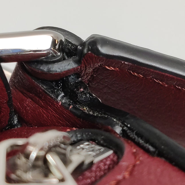 Loewe Puzzle Mini Burgundy Calfskin Leather Crossbody Bag