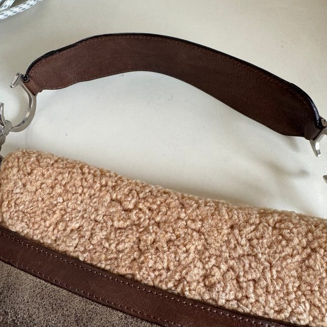 Sold Dior Saddle Vintage Shoulder Bag Shearling Brown and While