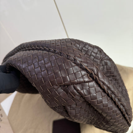 Sold Bottega Veneta Belly Hobo Intrecciato Lambskin Leather Dark Chocolate Brown Large 50cm