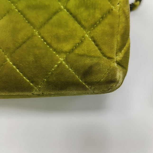 Sold Chanel Classic Flap Medium Green Velvet Black Hardware, 2014-2015