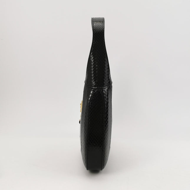 Gucci Jackie 1961 Small Multicolor Calfskin and Python-skin Leather Black With Strap