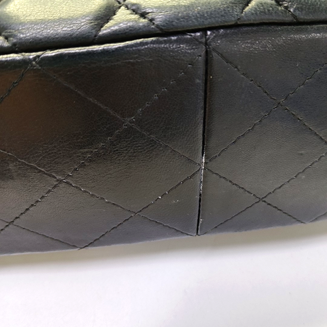 Chanel Classic Flap Jumbo Vintage Black Lambskin Leather Single Flap 24k Gold Hardware, 2008-2009