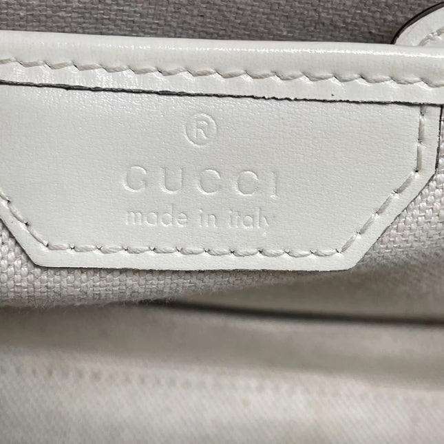 Gucci Bamboo 1947 Top Handle Bag Small White Box Leather Canvas Strap