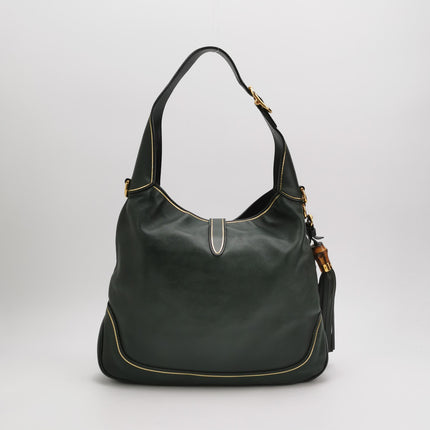 Gucci Jackie Soft Medium Green Leather Shoulder Bag With Strap