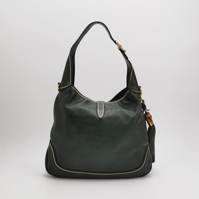 Gucci Jackie Soft Medium Green Leather Shoulder Bag With Strap
