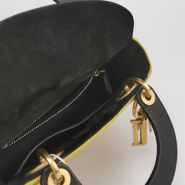 Lady Dior Mini Limited Edition Yellow Star and Bee Beaded Handbag 2017