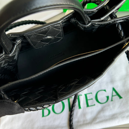 Sold Bottega Veneta Small Andiamo Black Intrecciato Handbag