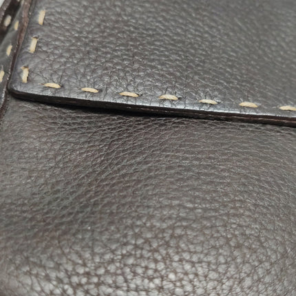 Fendi Baguette Selleria Calfskin Leather Brown Shoulder Bag