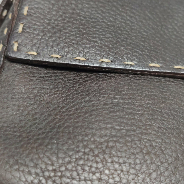 Fendi Baguette Selleria Calfskin Leather Brown Shoulder Bag