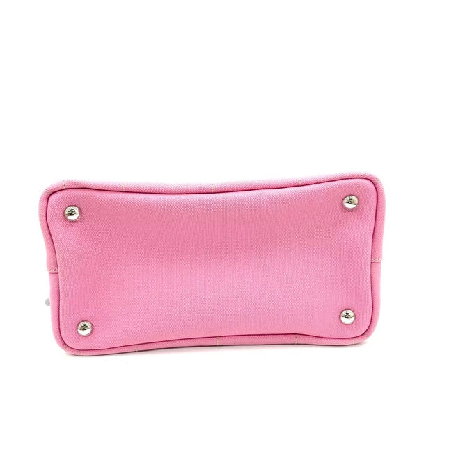 Prada Canape Small Pink Canvas with Sequins Top Handle Bag with Strap Rare