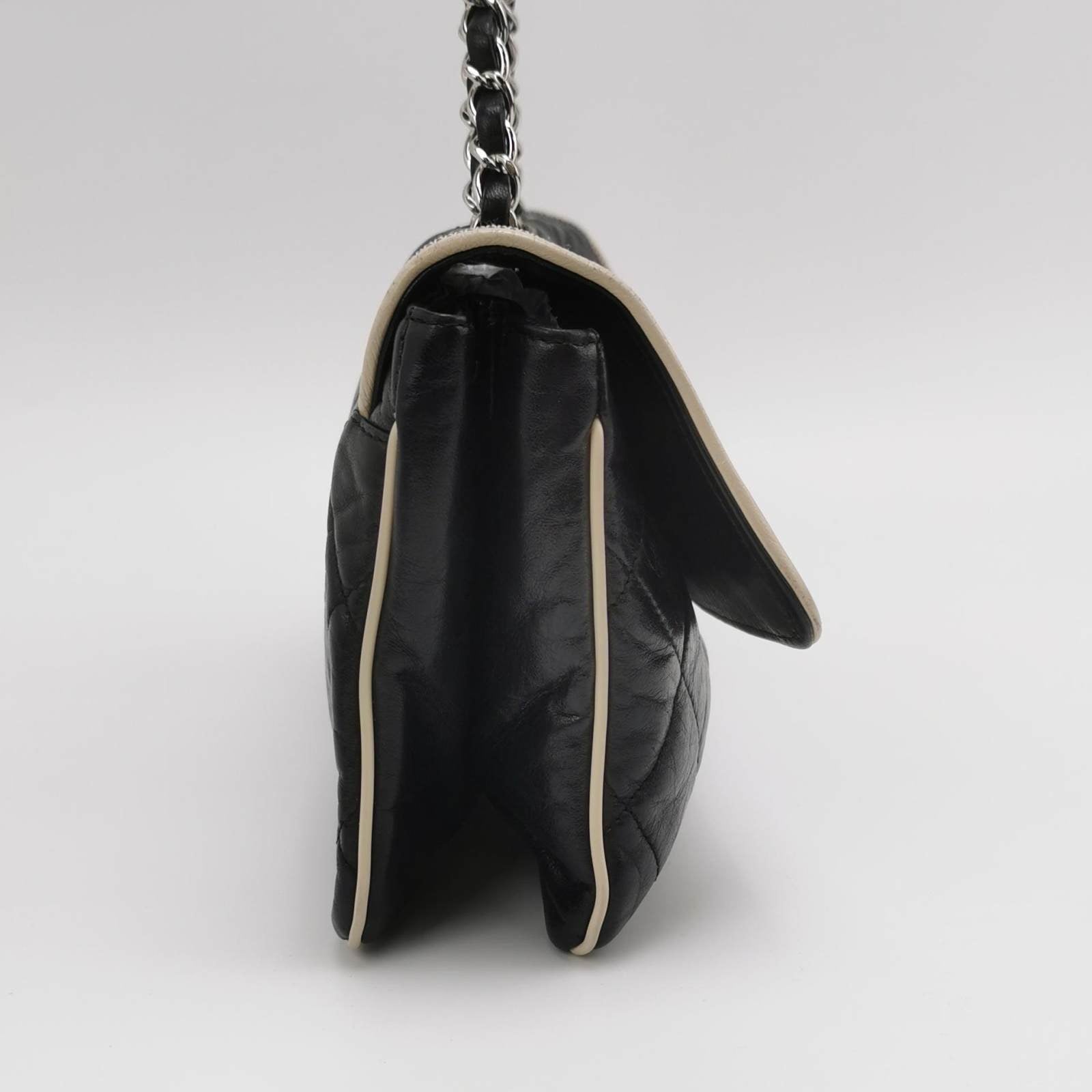 Chanel East West Mademoiselle Flap Bag 2008 Medium Black