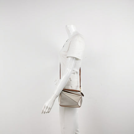 Loewe Puzzle Mini Tricolor Grey Calfskin Leather Crossbody Bag
