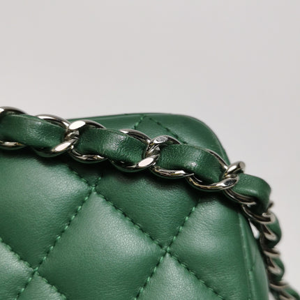 Chanel Classic Flap Mini 2019 Green Lambskin Leather Silver Hardware