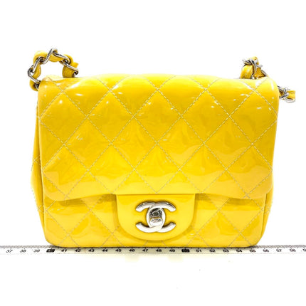 Chanel Classic Flap Mini Square Yellow Patent Lambskin Crossbody Bag 2014-Luxbags