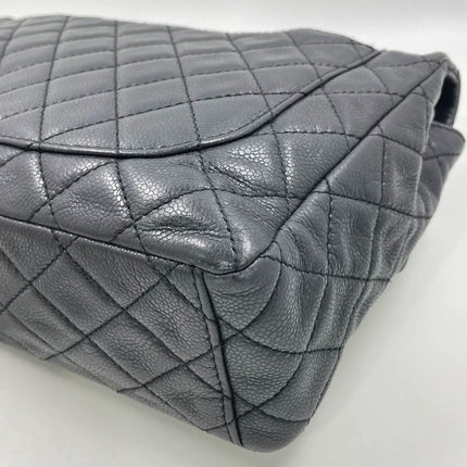 Chanel Classic Flap Maxi Black Soft Caviar Leather Silver-tone Hardware Giant CC Logo